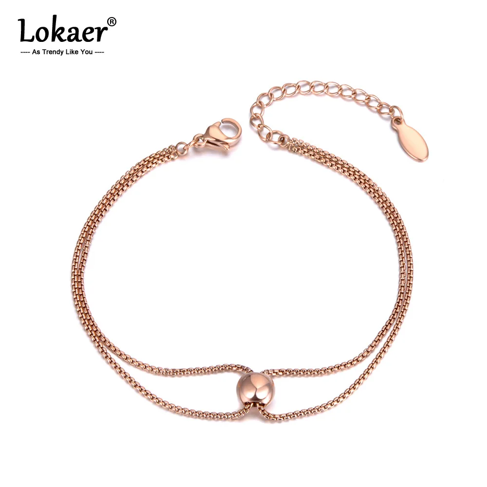 Lokaer модный OL Стиль двухслойные очаровательные браслеты браслет для женщин коробка из нержавеющей стали цепь богемные летние ювелирные изделия B19058