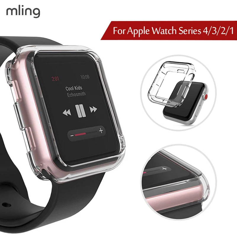

Прозрачный защитный чехол из ТПУ для Apple Watch серии 1/2/3, 38 мм, 42 мм, защитная крышка для экрана iWatch серии 4/5, 40 мм, 44 мм