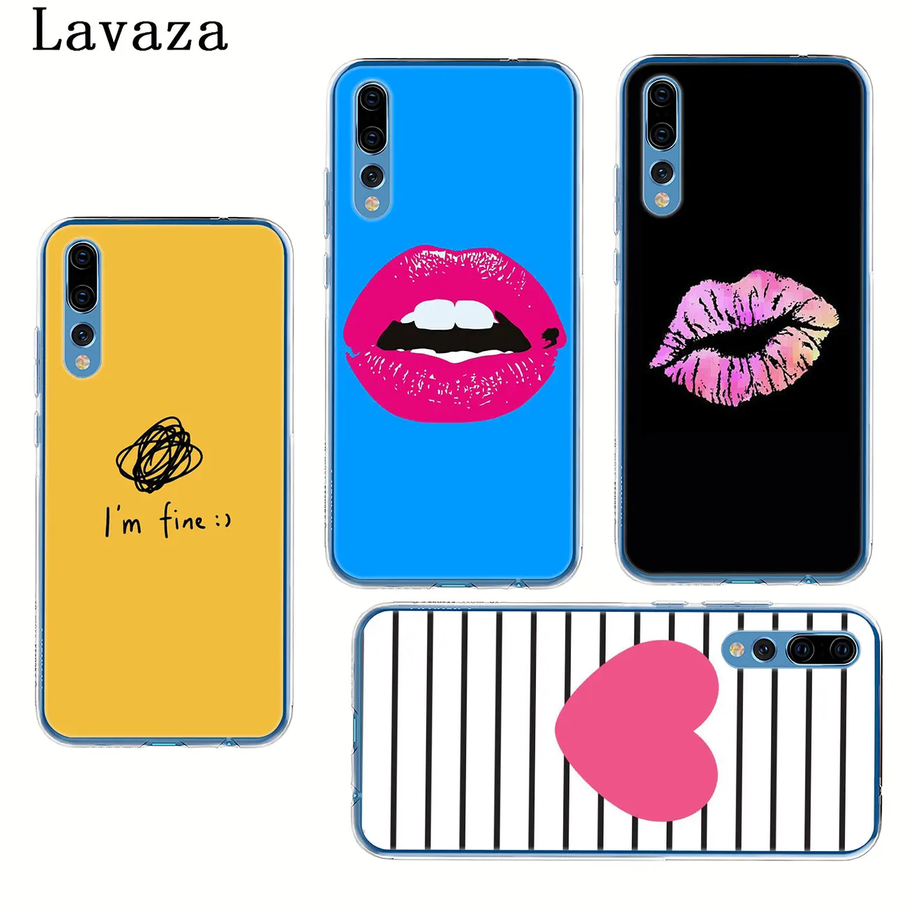 Line Text Beard Cute Yellow heart Lips Case for Huawei P30 Pro P20 P10 P9 Plus P8 Lite Mini 2016 2017 P smart Z 2019 | Мобильные
