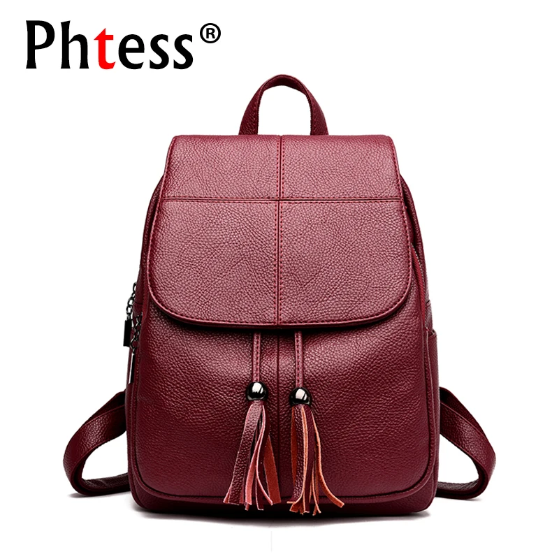 Женский кожаный рюкзак на плечо винтажный вместительный для путешествий