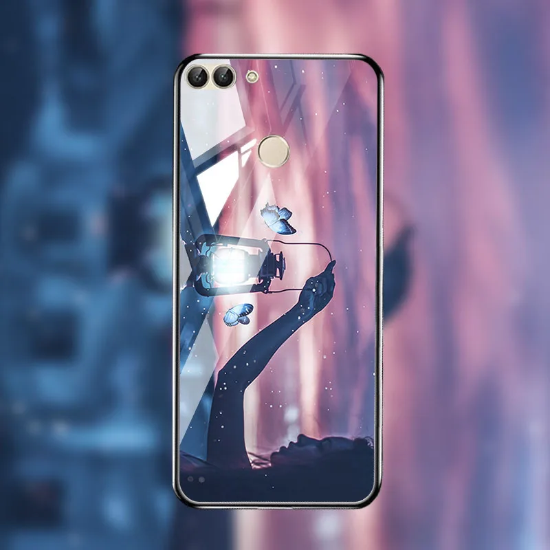 M013 Чехол из закаленного стекла для huawei P Smart чехол s Stars Space силиконовый защитный чехол на заднюю панель для huawei Honor 8x10 9 Lite чехол s - Цвет: M013