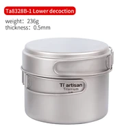 tiartisan pure titanium1 6l pot set folding portable cooking pot and multi function outdoor camping cookware ta8318ti