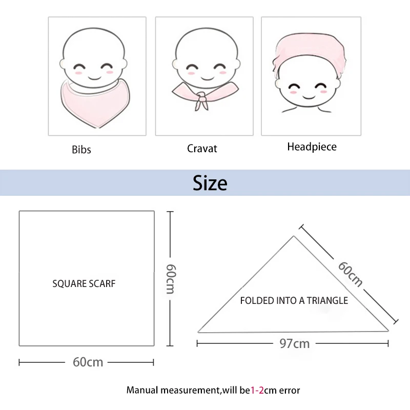 60*60 Bamboo Cotton Baby Bibs Blanket Soft Cartoon Animal Print Newborn scarf Handkerchief Multi-function Wrap Burp Cloths Stuff | Мать и