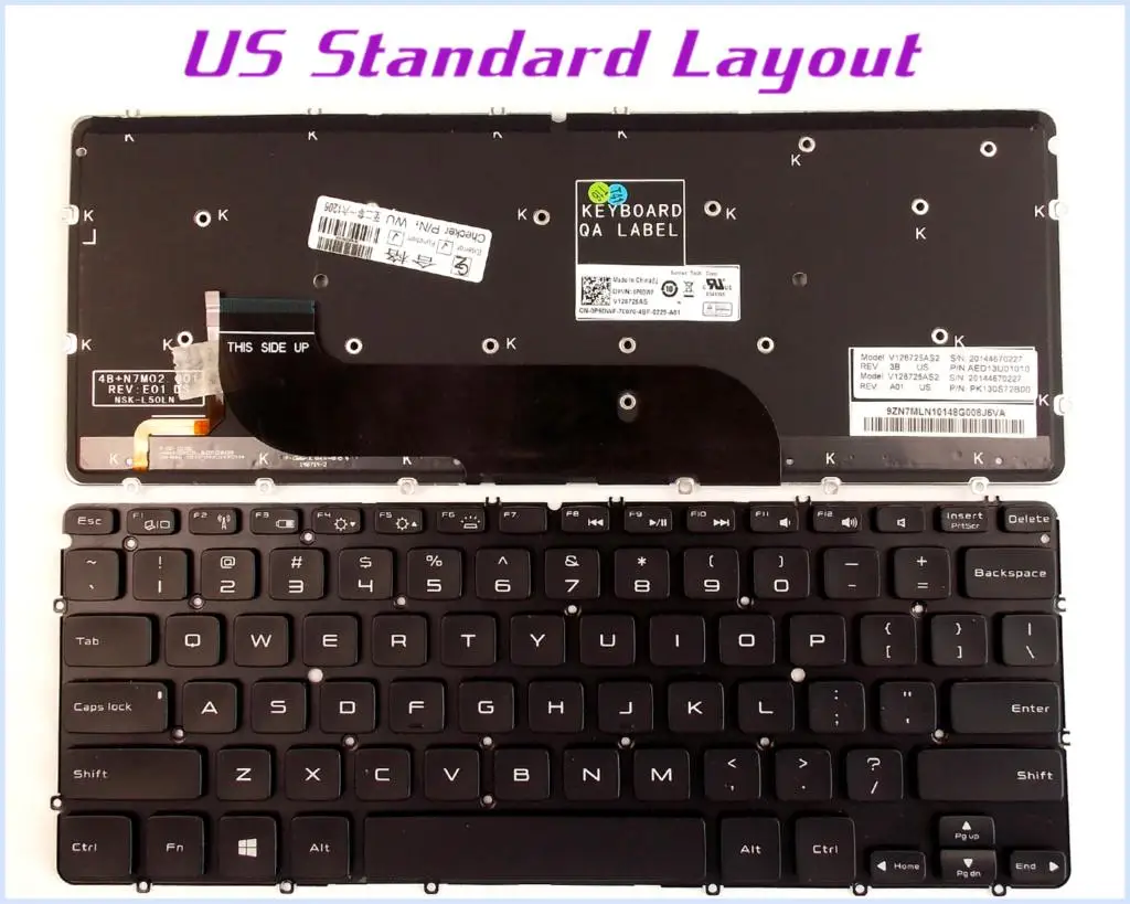 Новая раскладная клавиатура US для ноутбука Dell XPS 12 (9Q23) (9Q33) (9333) (9Q34) черная