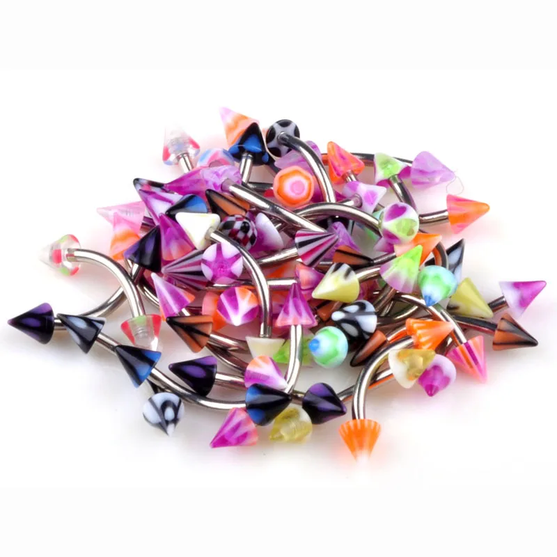 

10 шт./лот полимерные Изогнутые кольца для бровей из нержавеющей стали для языка, носа, шикарные ювелирные изделия для пирсинга тела, оптовая ...