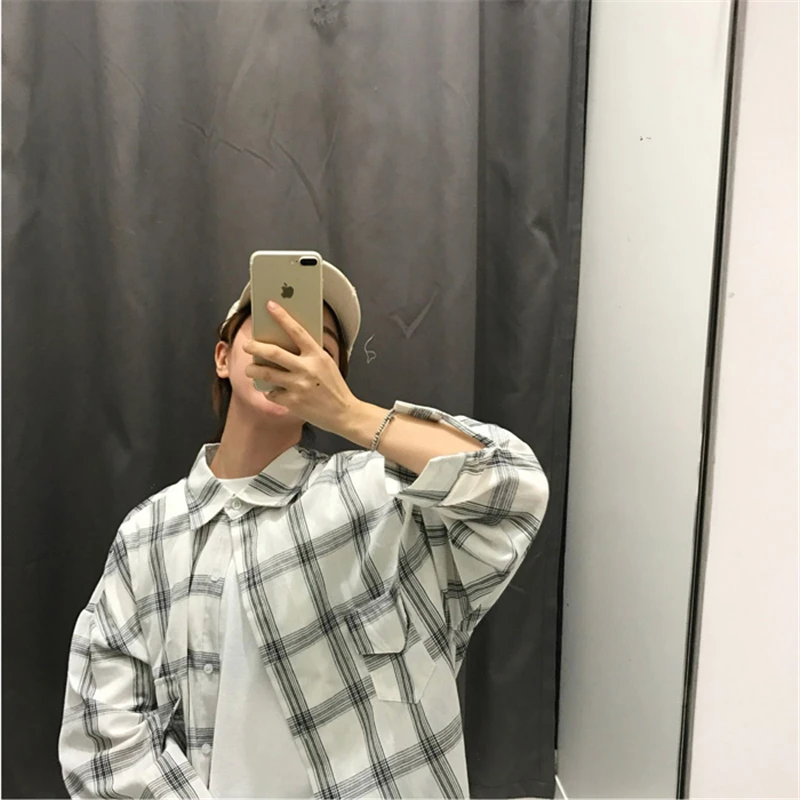 Harajuku Oversized Long Loose Casual Plaid Shirts Women 2019 Spring And Summer Korean Sleeve Blouses Vintage Female Tops |