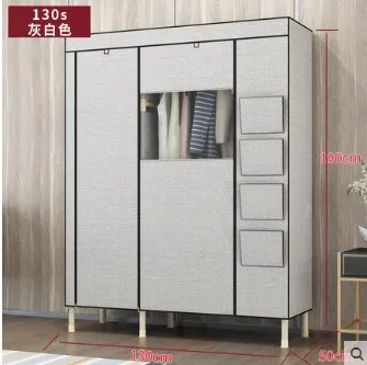 L130H190W50 white DIY модный простой шкаф стальная труба смелая арматура шкаф ткань Толстый подвесной шкаф экономичный шкаф для хранения - Цвет: L130H190W50 white