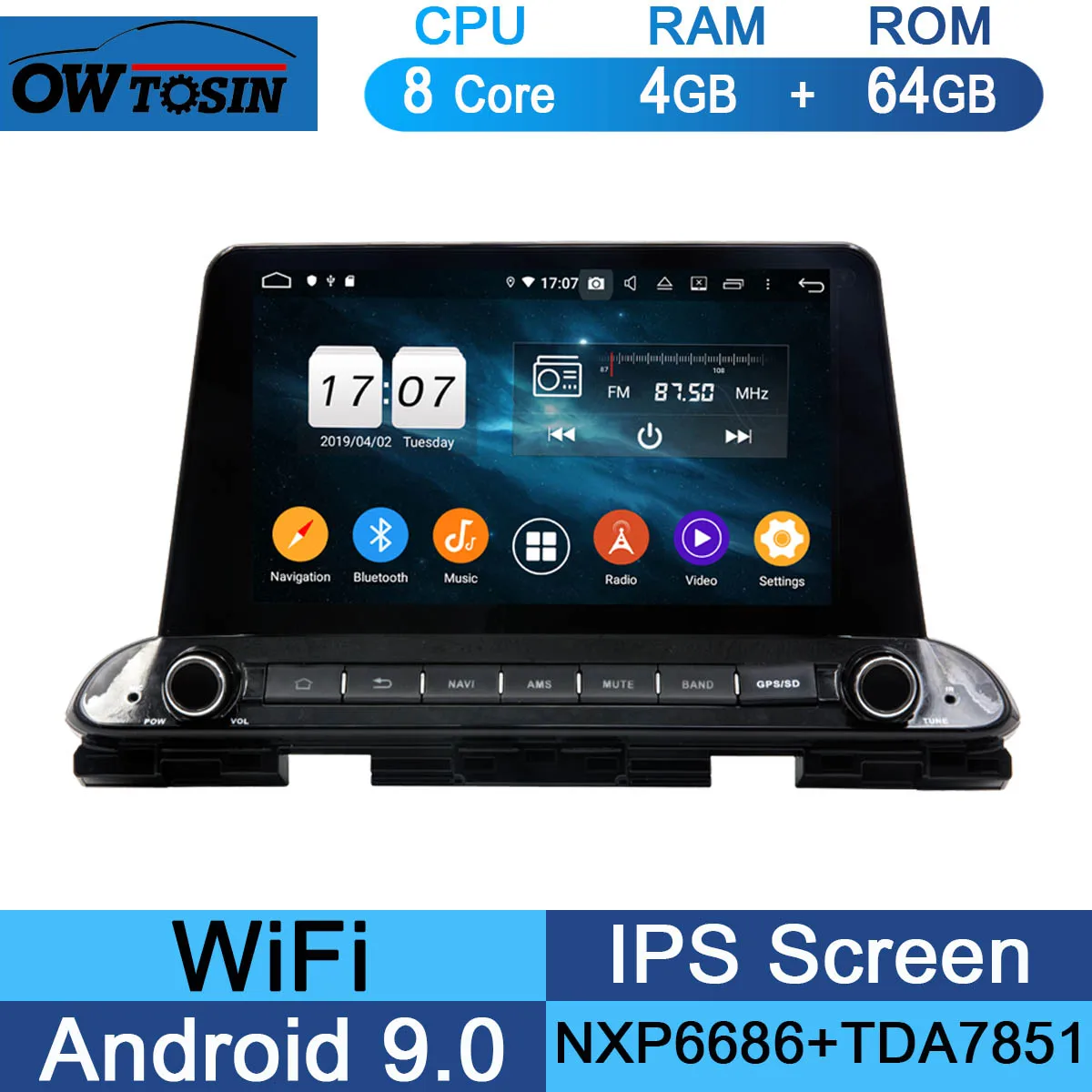 " ips 8Core 4G+ 64G Android 9,0 автомобильный DVD мультимедийный плеер для Kia Cerato Forte gps навигация радио попугай BT CarPlay - Цвет: 64G