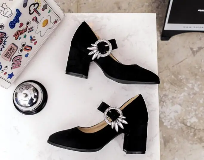 Zapatos Mujer Модные женские туфли лодочки Женская обувь на высоком массивном каблуке