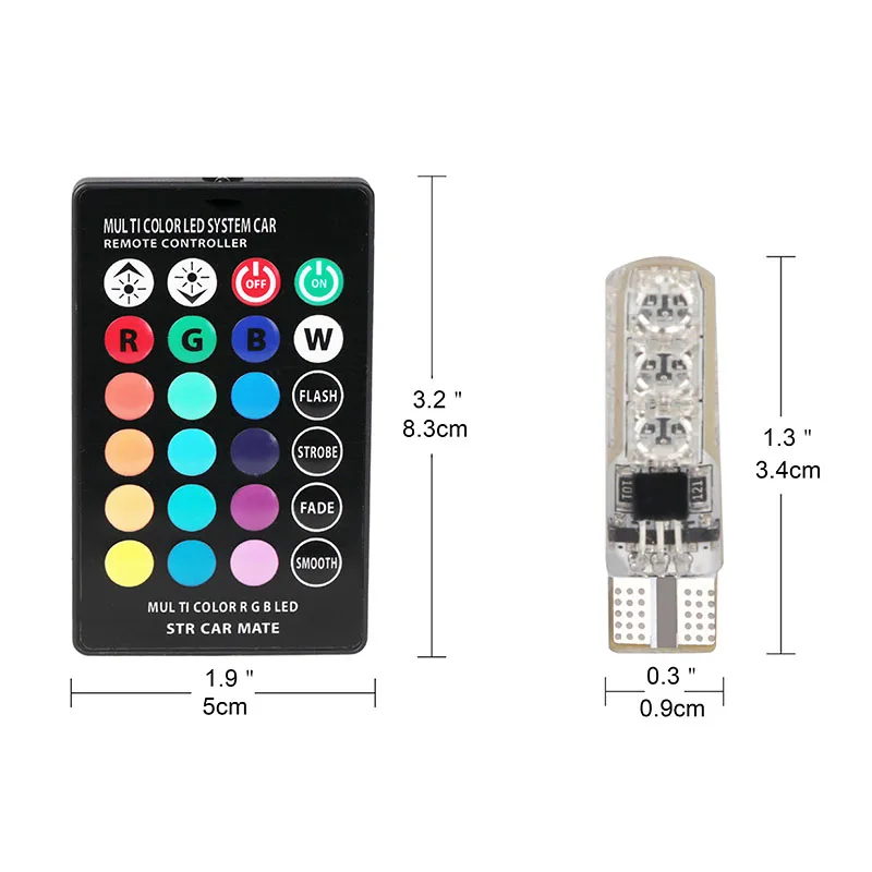 RGB светодиод T10 W5W лампочка 194 168 дистанционное управление внутренний источник