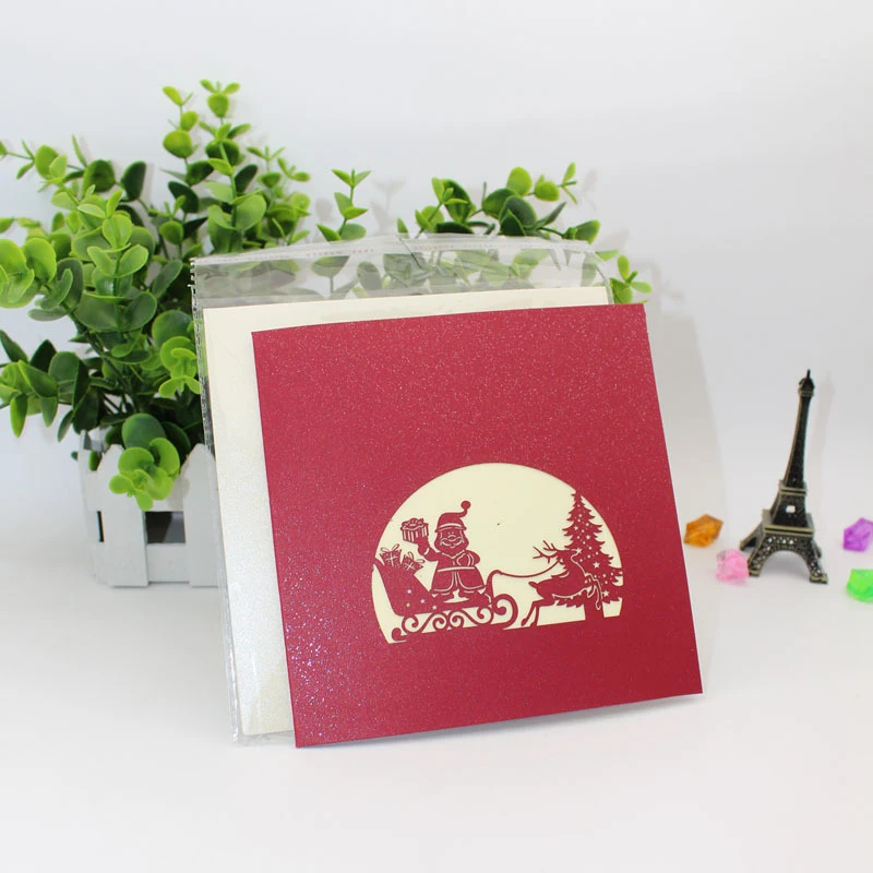 3D открытки ручной работы с рождественской елкой оленем Санта Клаусом бумажные