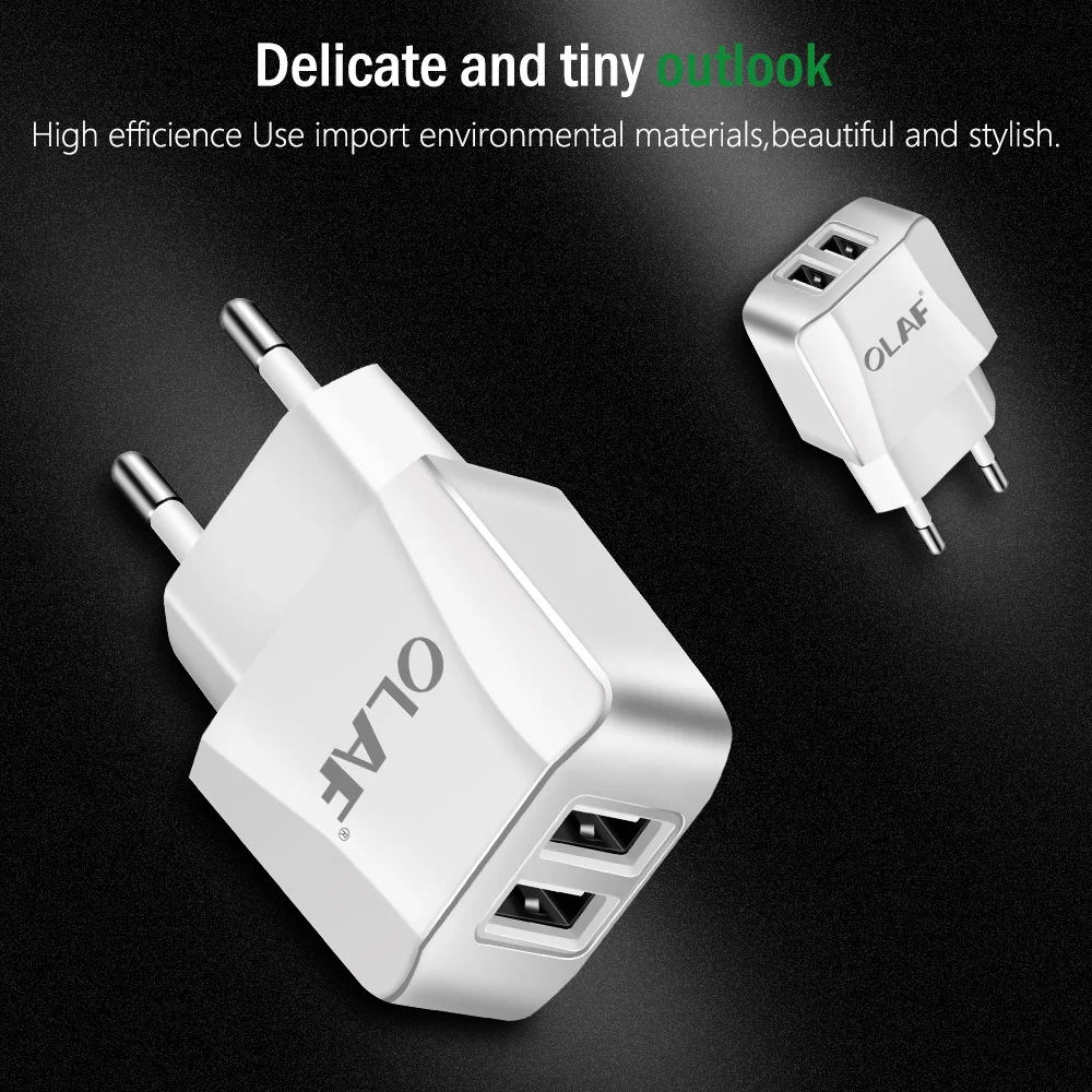 Олаф, двойное USB зарядное устройство, зарядное устройство для мобильного телефона, штепсельная вилка европейского стандарта, адаптер для путешествий, настенное зарядное устройство для iPhone X, 7, iPad, для samsung S8, S9, Xiaomi Mi, 8