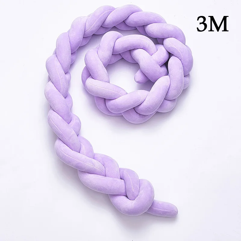 purple3M 1 шт., 2 м/3 м, детская ручная работа, Узелок для новорожденных, длина бампера, завязанная мягкая тесьма, мягкая разноцветная детская кроватка, декор для комнаты, NBB0184 - Цвет: purple3M
