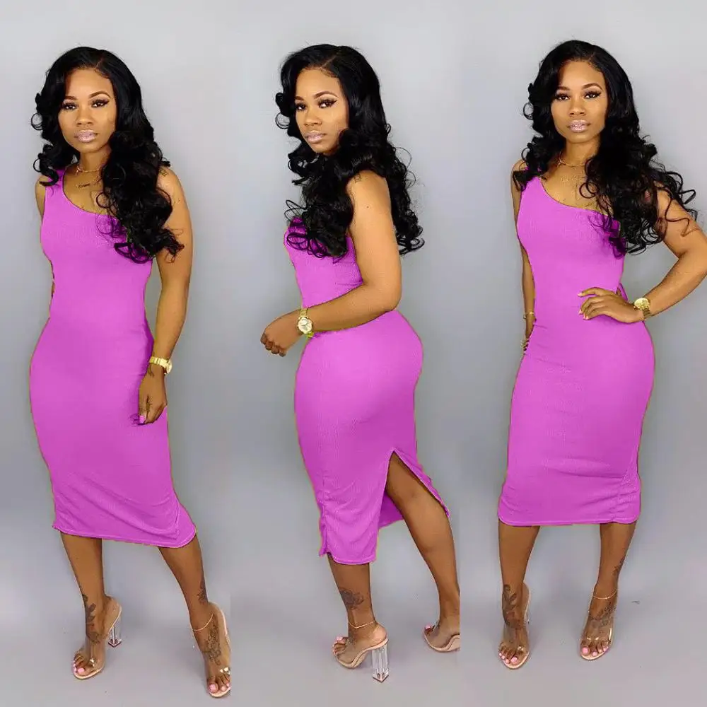 Хит продаж стильное Милое сексуальное однотонное платье на одно плечо с одним