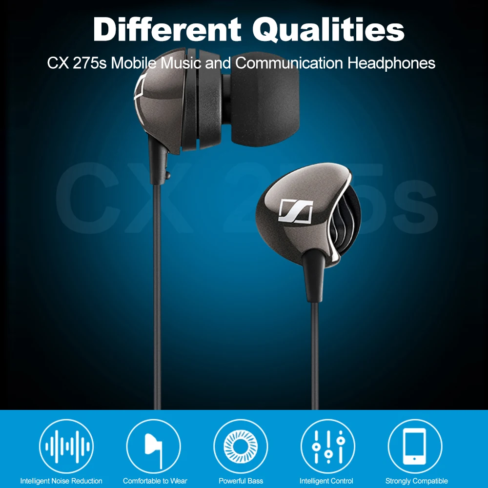 Проводные наушники Sennheiser CX275s 3,5 мм, стерео наушники, игровая Музыкальная гарнитура с динамической катушкой, наушники для смартфона