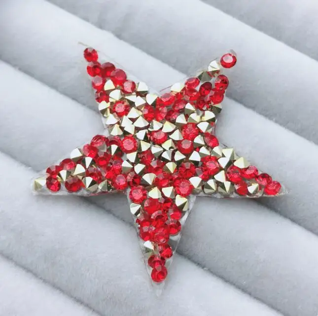 red gold Стразы наклейки-звездочки стразы аппликация 4,5 см, 5 шт./лот, звезда, стразы украшения, джинсы "сделай сам" нашивки на одежду - Цвет: red gold