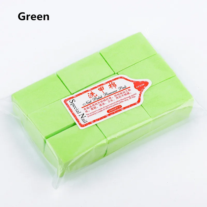 Green 1000 шт./упак. для ногтей Обертывания безворсовой Гель-лак для нейл-арта, сделано в Китае высокое качество мокрой Бумага ватным тампоном для снятия лака салфетки - Цвет: Green