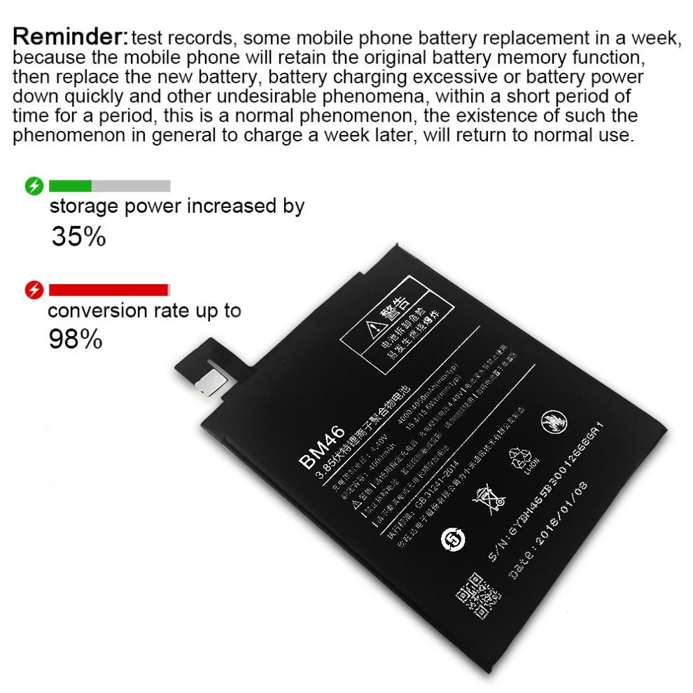 QrxPower BM46 Сменный аккумулятор для Xiaomi Redmi Note 3/Pro реальная емкость 4000 мАч литий-ионный аккумулятор для телефона+ инструмент