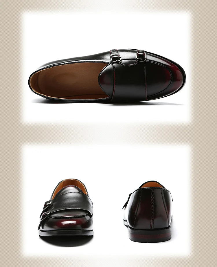 Men PU Leather Loafers Metal Buckle Pointed Toe Shoes Retro Luxury Shoes Men Party Dress Formal Wedding Shoes Zapatos De Hombre