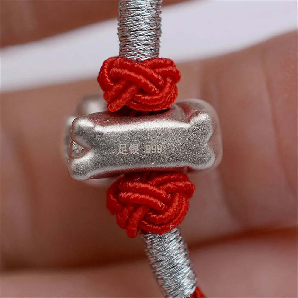 Горячая Распродажа, 12 китайских Зодиака, чистый S999, животные, браслет, 3D, жесткое серебро, ручная вязка, красная веревка, Ручная Веревка