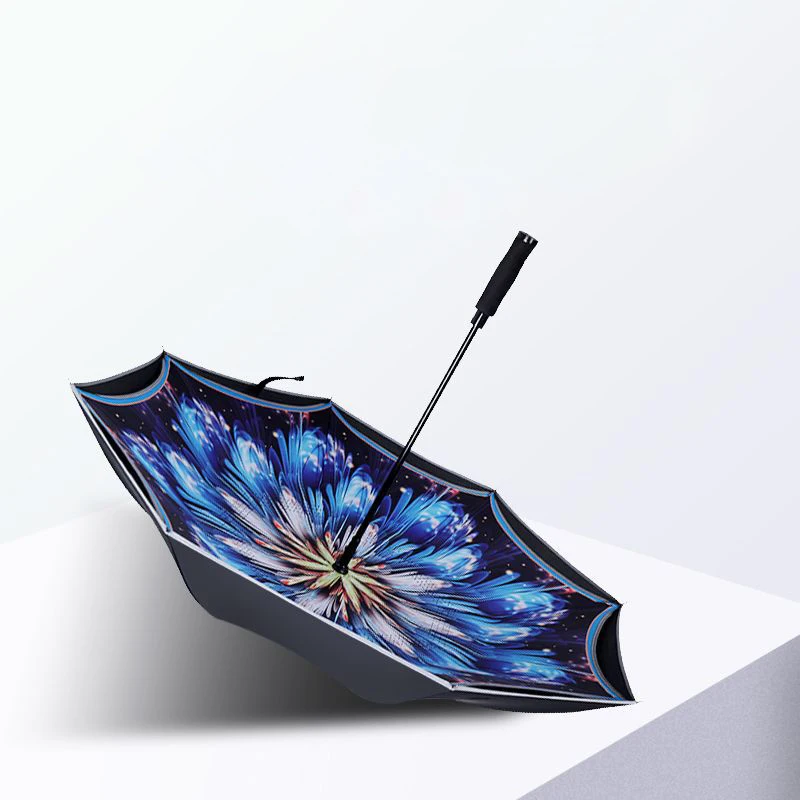 Ветрозащитный Полуавтоматический зонт с прямой ручкой Двойной стоячий ремень