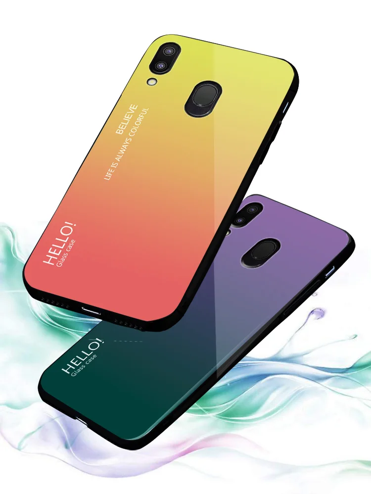 Чехол из закаленного стекла для Samsung Galaxy Note 10 5G M20 M10 S10 Plus S9 S10e A7 2018 A750 J6 J4 Aurora