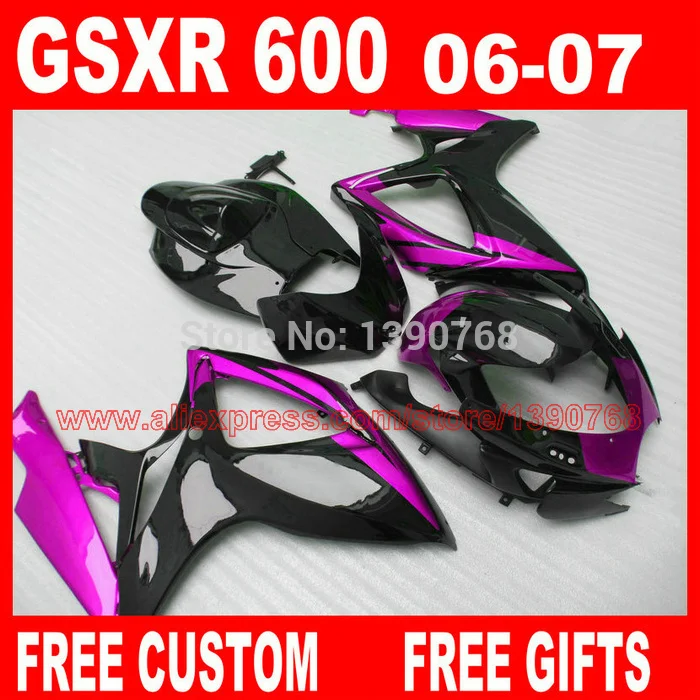 Инъекционный комплект обтекателей для SUZUKI K6 K7 GSX-R600 2006 2007 pu32le черные комплекты