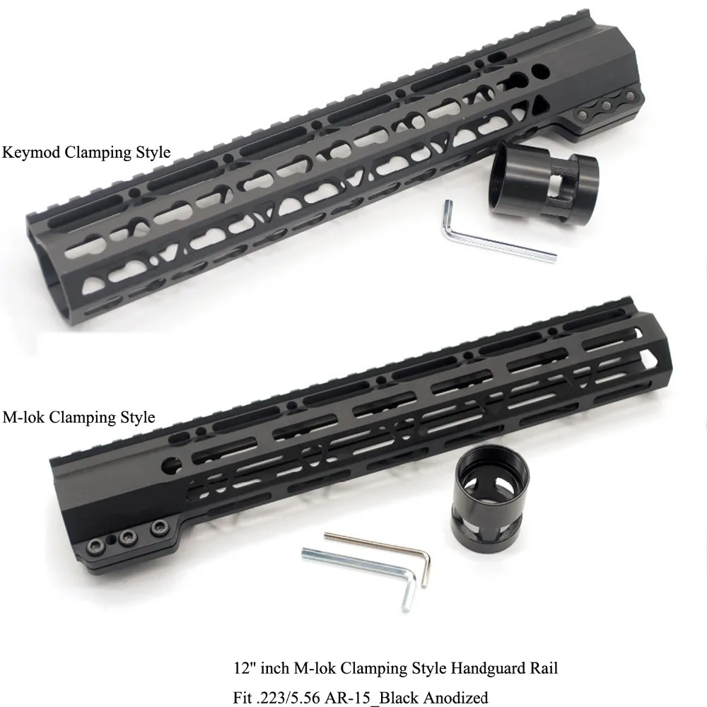 TriRock 12-дюймовая черная анодированная Зажимная модель Keymod / M-lok Handguard Rail Picatinny Mount