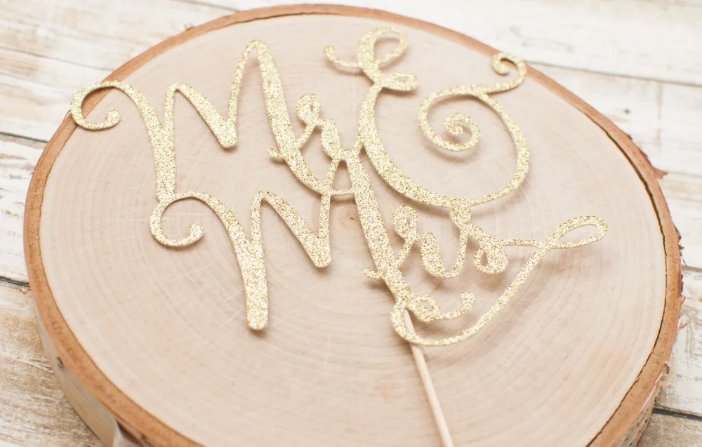 

Mr & Mrs Cake Topper or Centerpiece Pick Birthday decoration