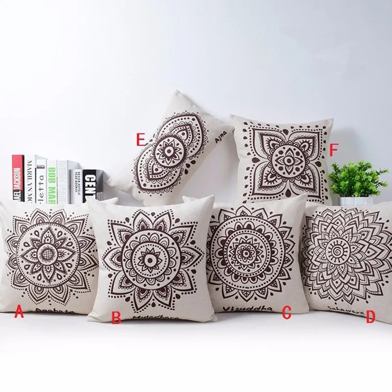 

Mandala cushion cover abstract geometric pillowcase decorative pillows flower linen pillowcase sofa cushion cover throw pillows