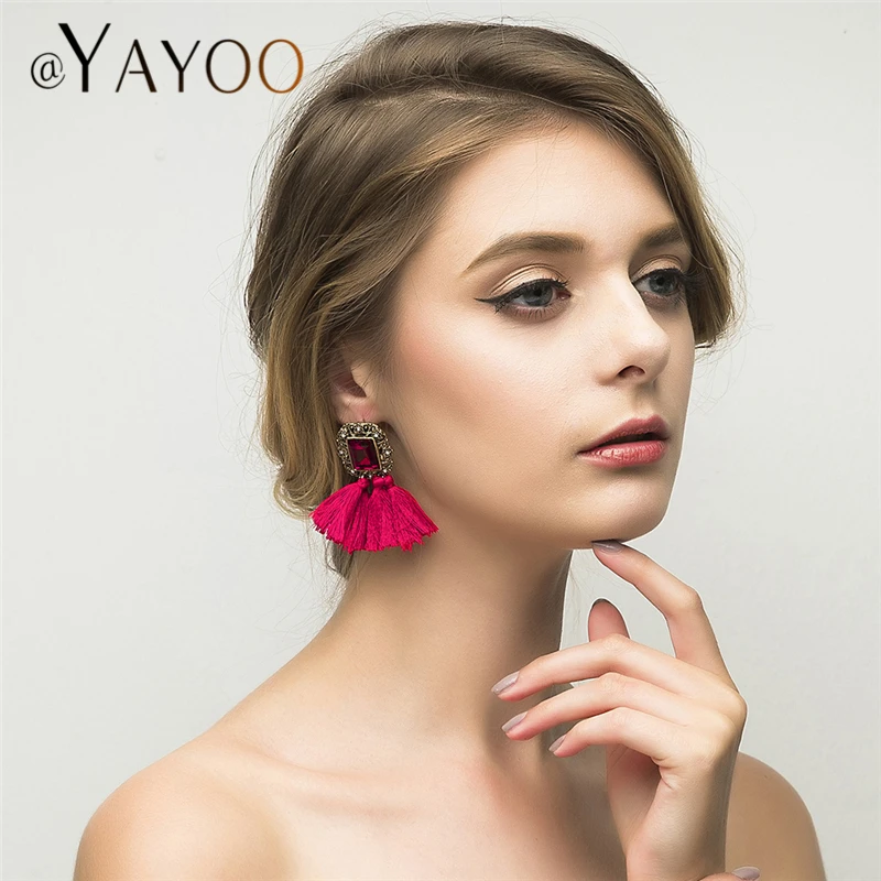 Висячие серьги с бахромой для женщин винтажные длинные кисточками 11 видов цветов