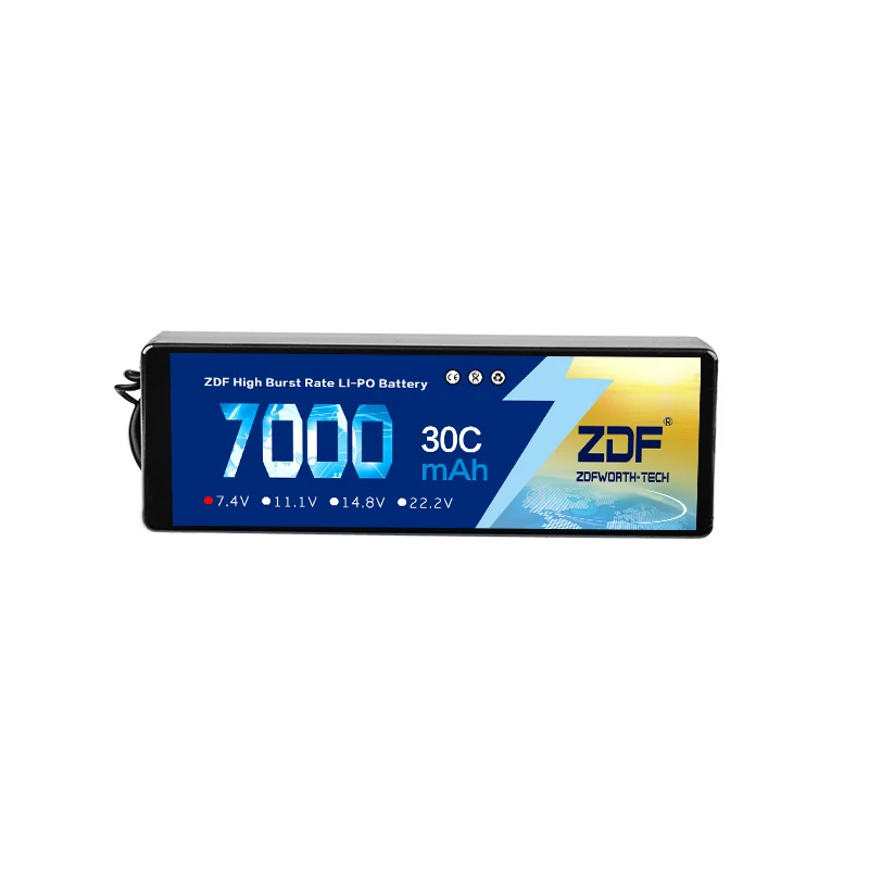 ZDF RC Car Lipo Battery 2S 2P 7.4V 7000mah 30C Max 60C Hard Case For Airplane Traxxas 1/10 Truck | Игрушки и хобби