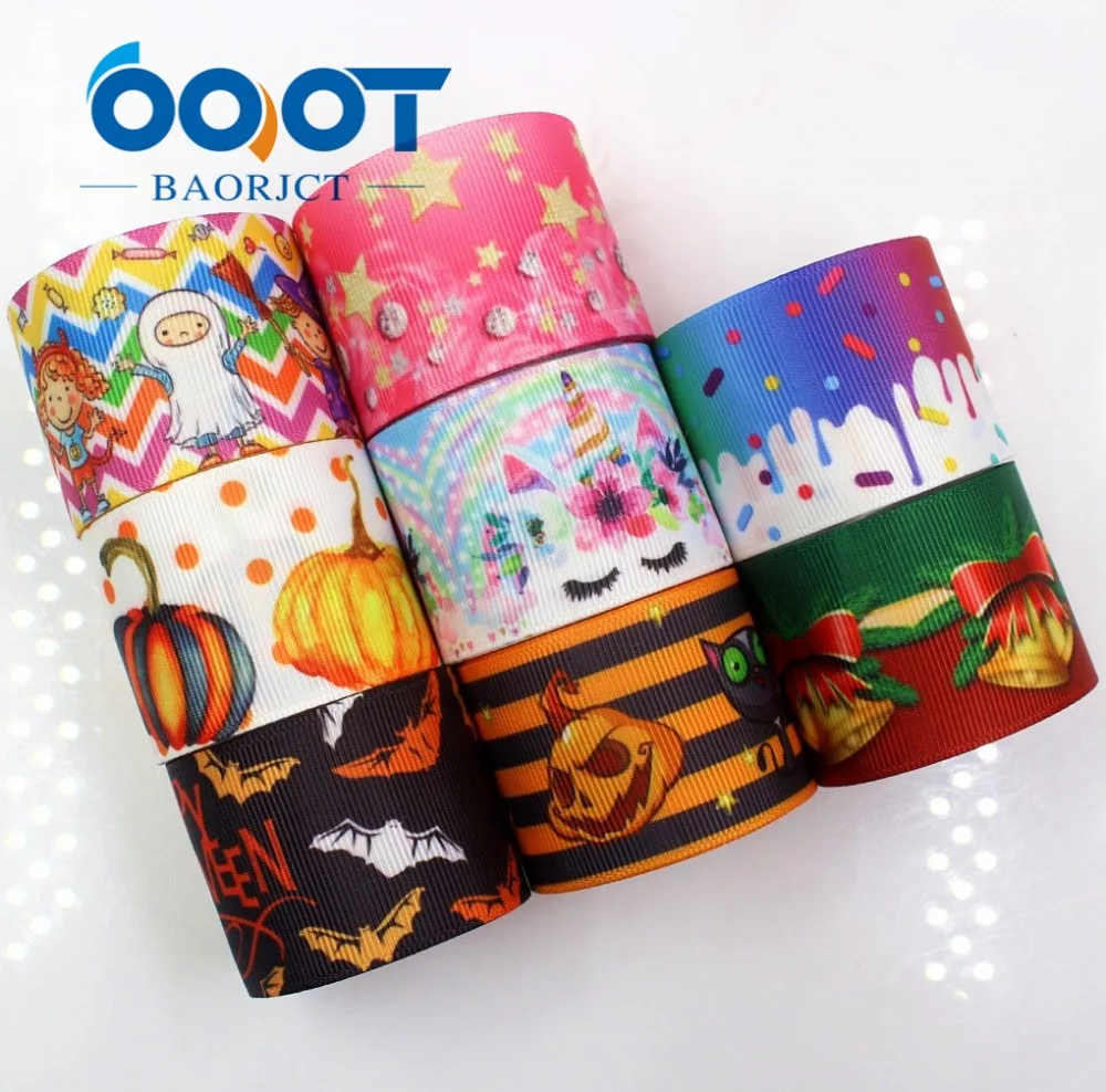 OOOT BAORJCT G-18914-1115 38 mm 10 yards Halloween Ribbons Thermal transfer Printed grosgrain Holiday decoration DIY materials | Дом и сад