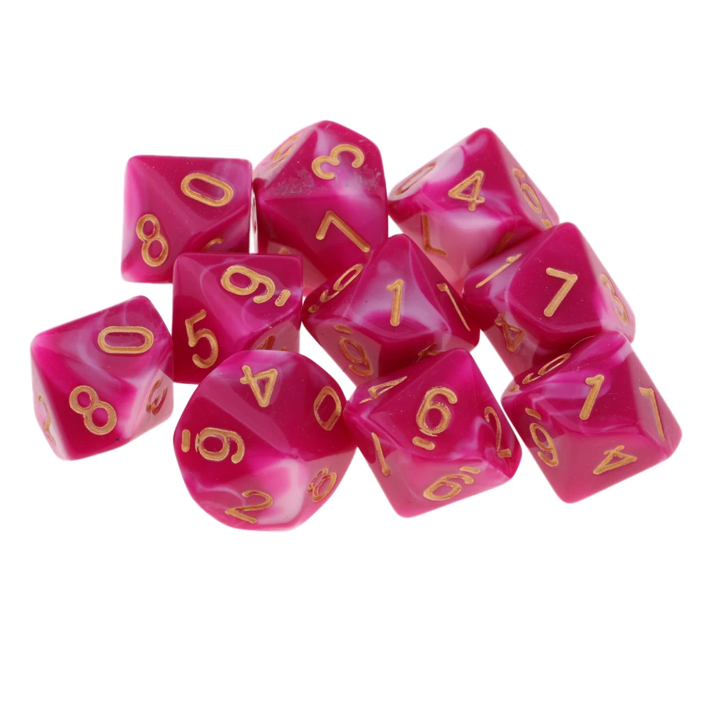 10 шт. древние 10 сторонние кости D10 16 мм кубики для подземелий D& D ролевые игры, настольные игры и математические поставки