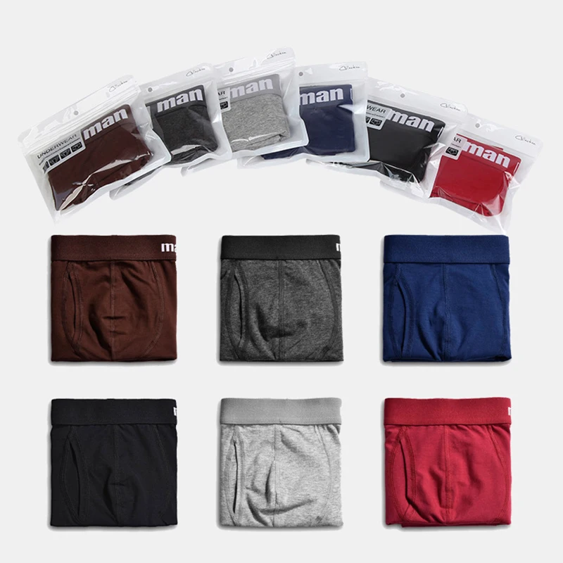 Brand Boxers Men Shorts 3PCS High Quality Cotton Comfortable Underwear Male Boy Bodysuit Under Pant Solid Fitted Size S-3XL | Мужская