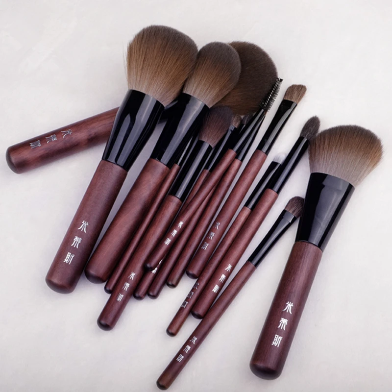 Набор кистей для макияжа Pro 14 шт натуральная деревянная пудра кисть теней