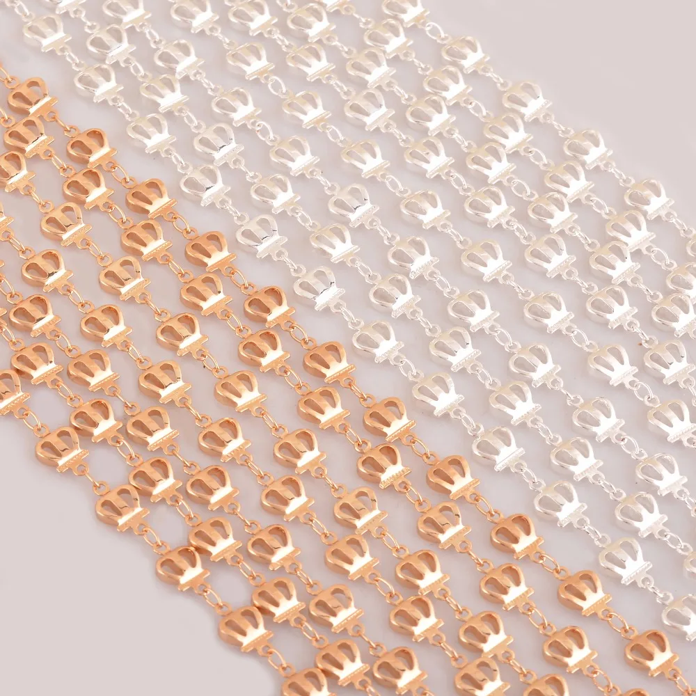 wholesale quality handmade 6mm crown copper chain necklace gold and silver plated customized length for pendant unisex | Украшения и