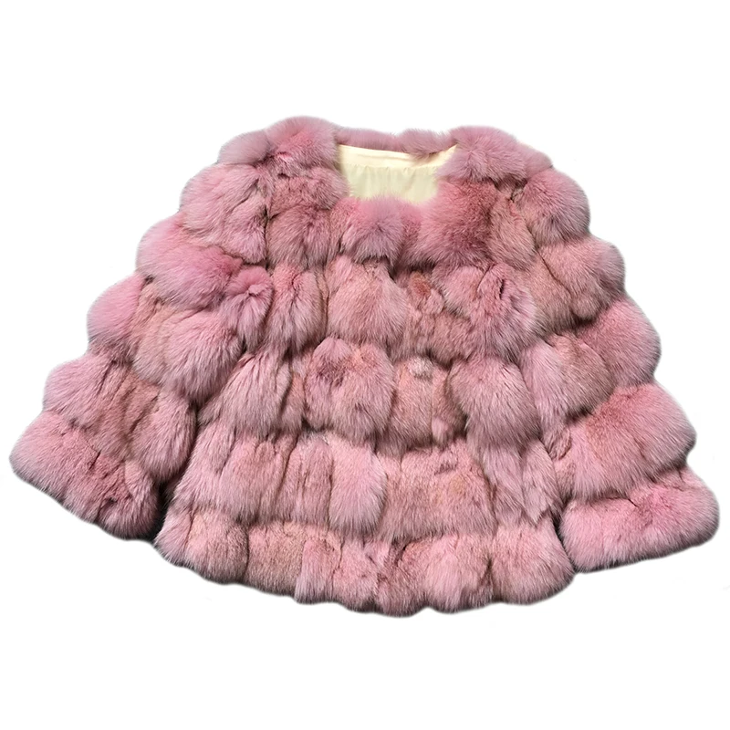 

100% In Real Fox Fur Women Short Warm Coat Ladies Winter Genuine Fur Outerwear Natural Jackets Coat Size M/L/XL for Womens