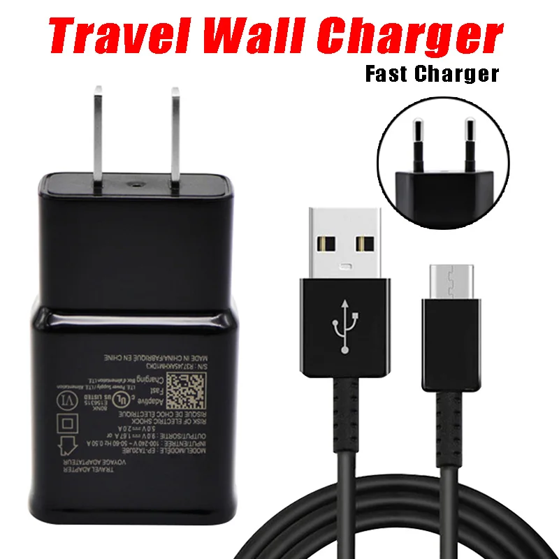 

2 in 1 Wall Charger for Samsung S8 S9 Plus S 8 Fast Charger Adaptive Quick Travel Wall Adapter Charge 1.2M Type C Cable 9V1.67