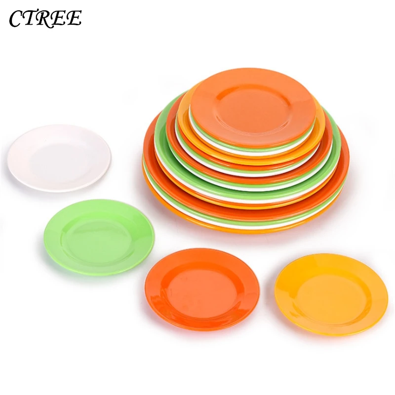 

CTREE 1Pcs Imitation Porcelain Tableware Color Fruit Plates Fast Plate Food Grade Plastic Snack Dessert Dish Kitchen Plates C158