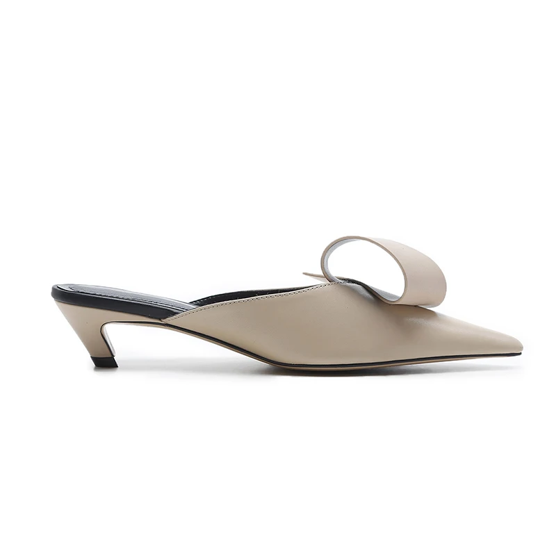 Шлепанцы ISNOM Cat женские на высоких каблуках с острым носком обувь из натуральной