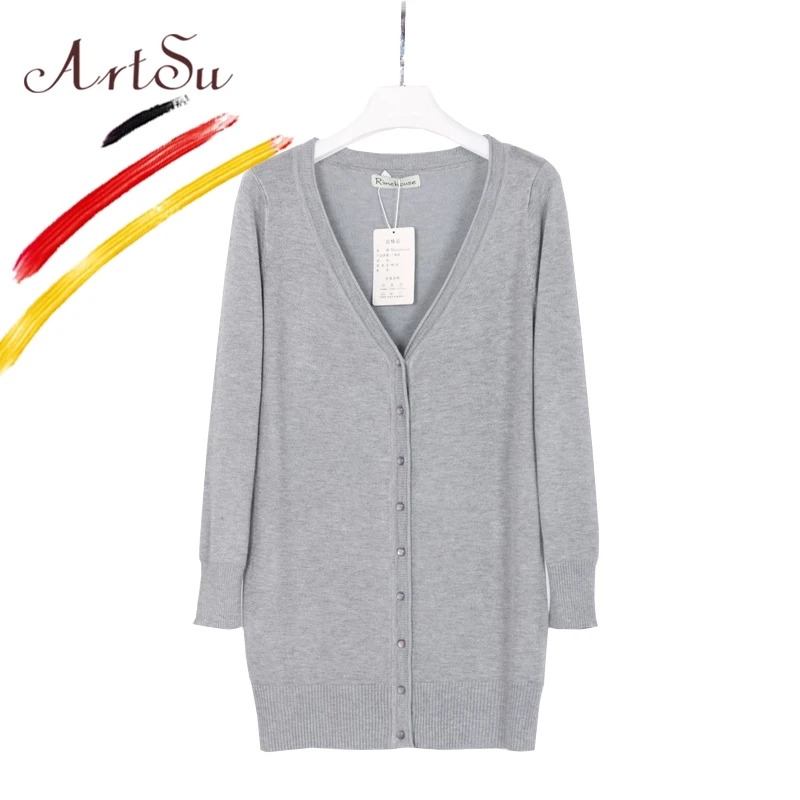 Женский длинный кардиган с V образным вырезом и длинным рукавом|cardigan casual|long