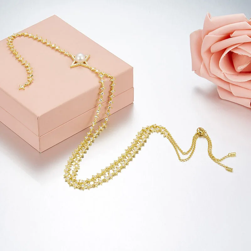 Женское Ожерелье чокер из серебра 925 пробы с фианитом|Ожерелья| |