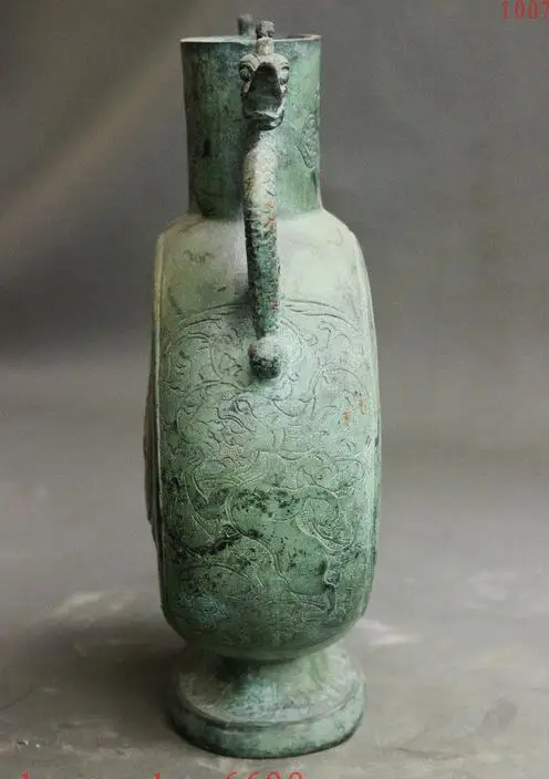 Под знаком Китайской Династии Бронзовый Свинка 2 Феникс Дракона Статуя Ваза