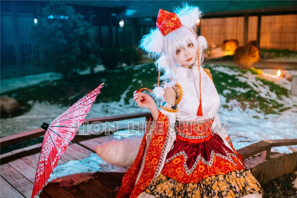 TouHou Project Inubashiri Momiji Короткое Кимоно плиссированный костюм для косплея Hell Dojin