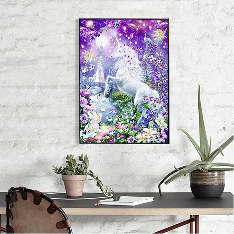 5D Diy Full Square Diamond Painting Cross Stitch &quotFantasy Flower Unicorns&quot Embroidery Mosaic Rhinestone Needlework Decor | Дом и сад