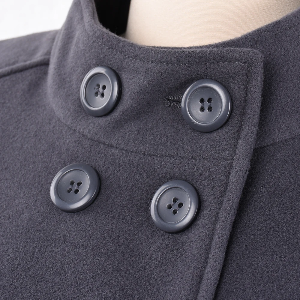 Тренчкот женский из искусственной шерсти с высоким воротником двубортное