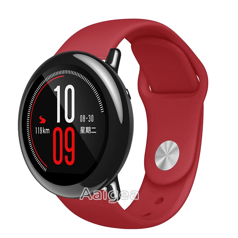 Цветной мягкий силиконовый ремешок для часов для Xiaomi Huami Amazfit Pace, умные часы, спортивный сменный Браслет, ремешок на запястье - Цвет ремешка: Красный