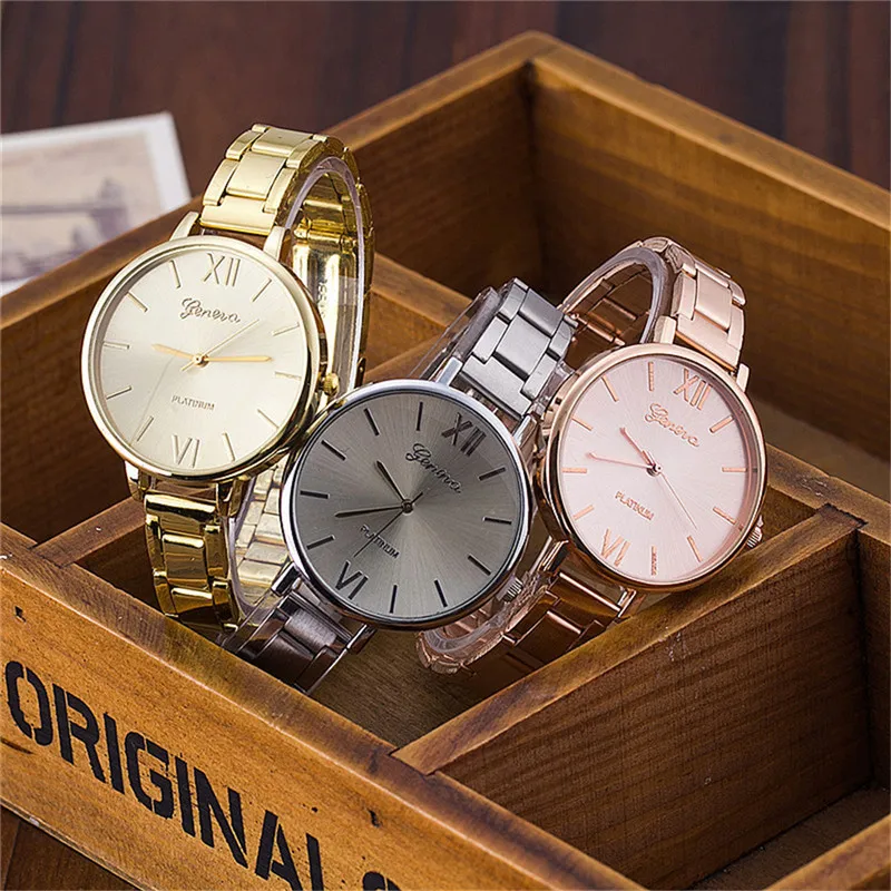

Geneva Stainless Steel Watch Rose Gold Ladies Bracelet Watch Fashion Luxury Women Dress Watch Relogio Feminino Gift A5