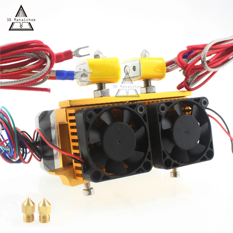 Hot!MK8 Extruder Stainless steel+Brass 0.4mm Nozzle 1.75MM Filament Double Dual Print Head Hotend for ABS PLA 3D Printer | Компьютеры и